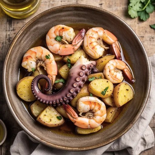 Seafood and Sweet Potato Ajillo