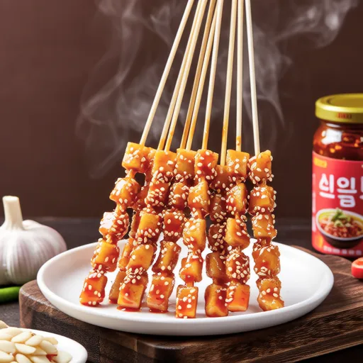 Spicy and Chewy Rice Cake Skewers