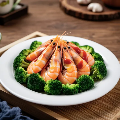 Spicy Stir-fried Broccoli and Shrimp with Ketchup