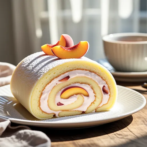Peach Crepe Roll Cake