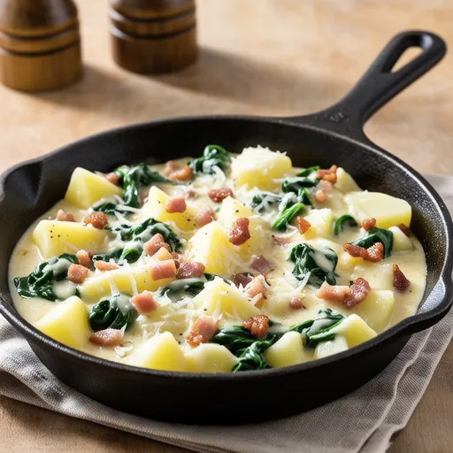 Spinach and Potato Carbonara Style