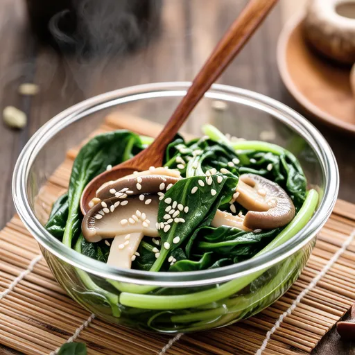 Spinach and Enoki Mushrooms with Yuzu Pepper Dressing