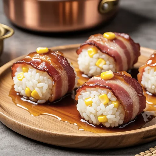 Bacon-Wrapped Butter Soy Sauce Rice Balls