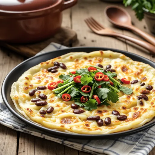 Bean Sprout and Garlic Chive Cheese Korean Pancake