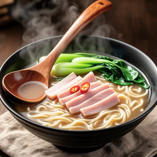 Shungiku and Ham Vermicelli Soup