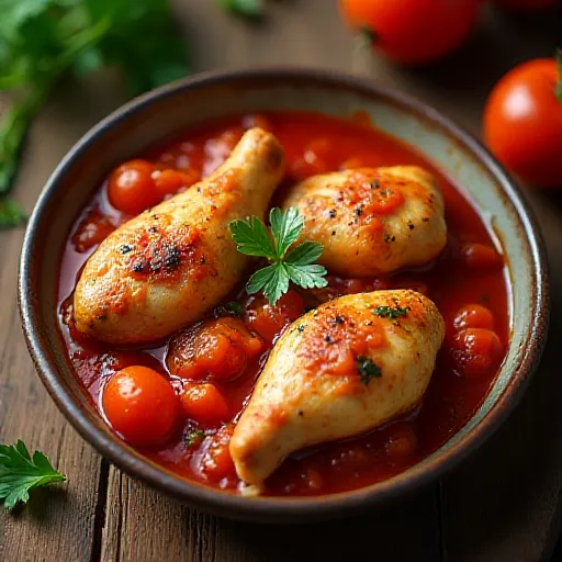 Тушеная курица с помидорами