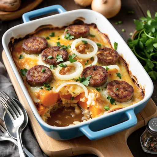Taro and Sausage Gratin