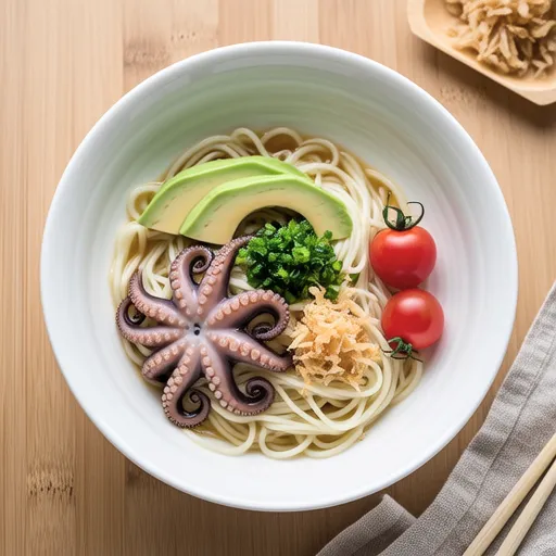 Avocado and Octopus Cold Udon