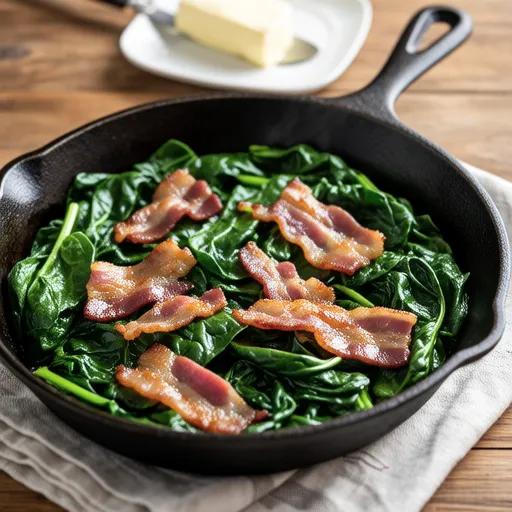Butter Sautéed Spinach and Bacon