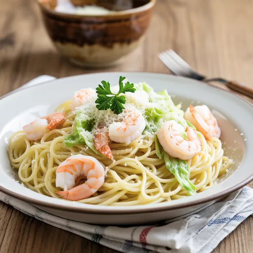Shrimp and Cabbage Cream Pasta