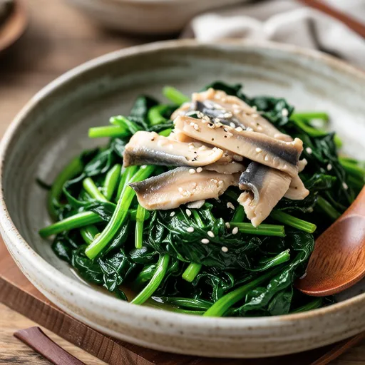 Komatsuna and Canned Mackerel Salt Stir-fry