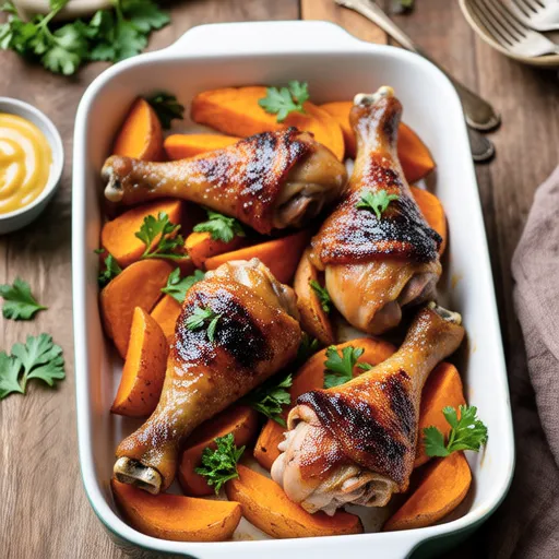 Lemon Mustard Chicken and Sweet Potato Bake