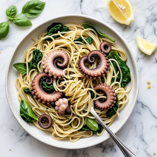 Cold Pasta with Spinach and Octopus