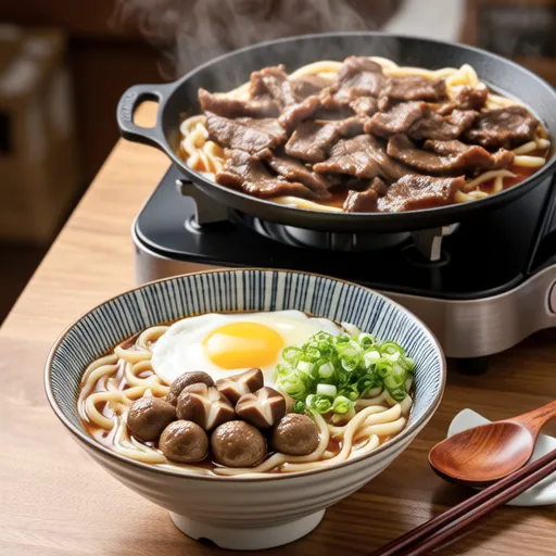 Beef and Shimeji Sukiyaki-style Udon