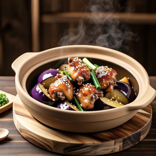 Eggplant and Chicken Sour Simmer
