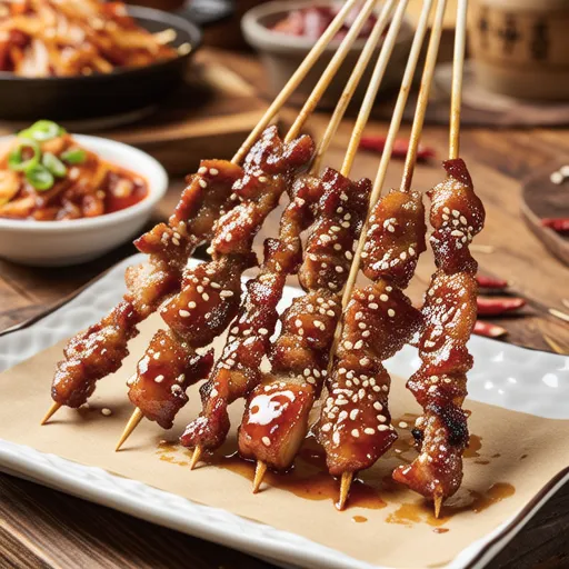 돼지고기와 떡 꼬치