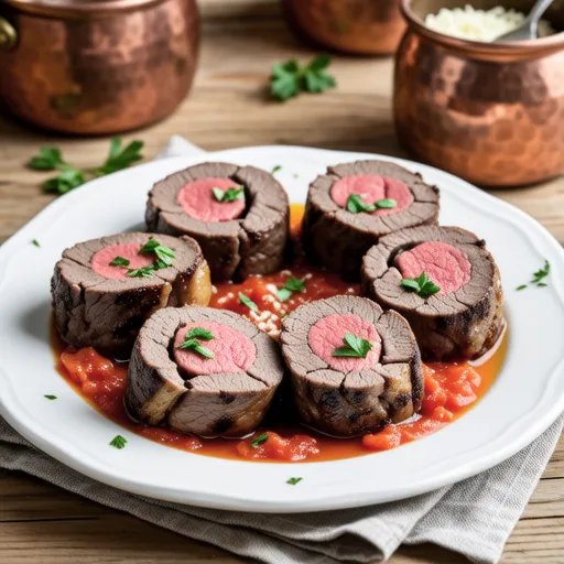 Beef Roll Steak with Tomato Sauce