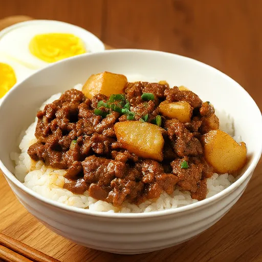 簡單的馬鈴薯洋蔥牛肉蓋飯