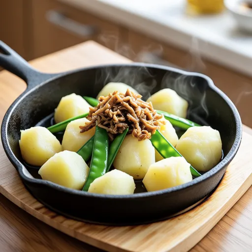 New Potatoes and Green Peas with Butter and Bonito Flakes