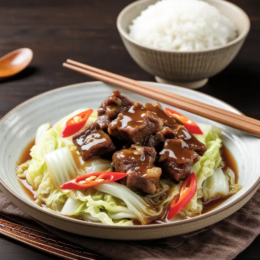 Stir-fried Cabbage and Beef with Oyster Mayo Sauce