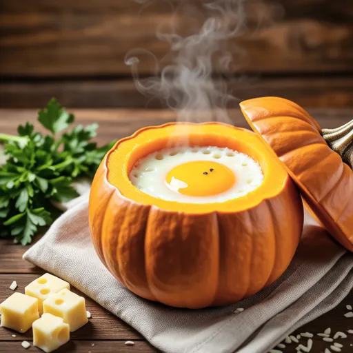 Mini Pumpkin Cheese Egg Steamed Dish