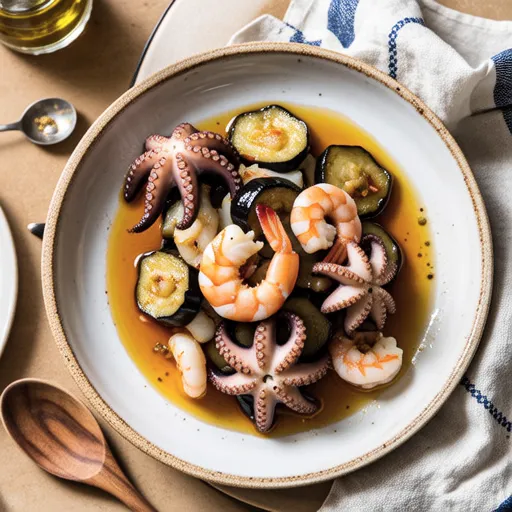 Seafood and Eggplant Ajillo
