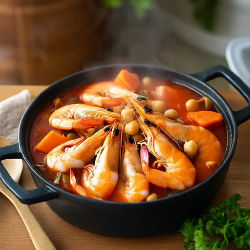 Ragoût de crevettes et pois chiches