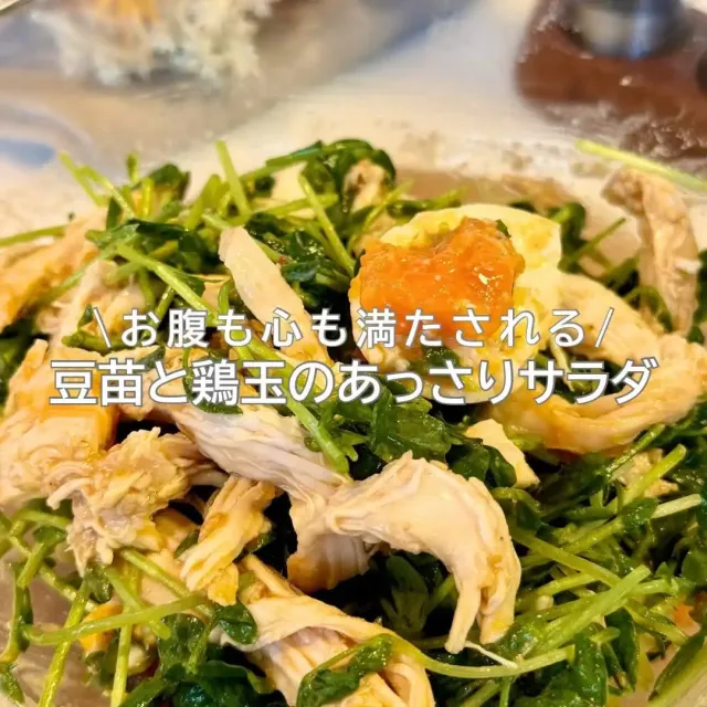 豆苗と鶏玉のあっさりサラダ