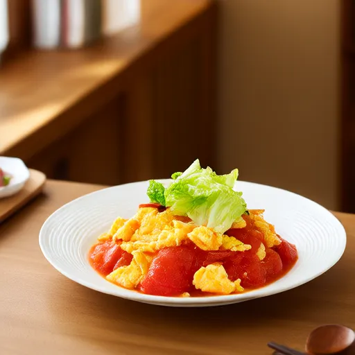Gebratene Eier mit Tomaten und Salat