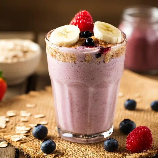 Batido saludable de avena y bayas