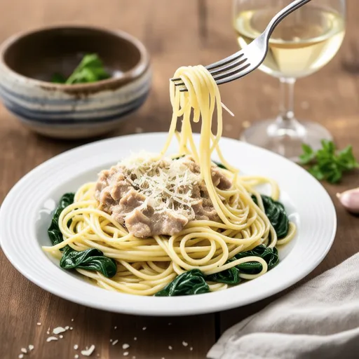 Tuna and Spinach White Sauce Pasta