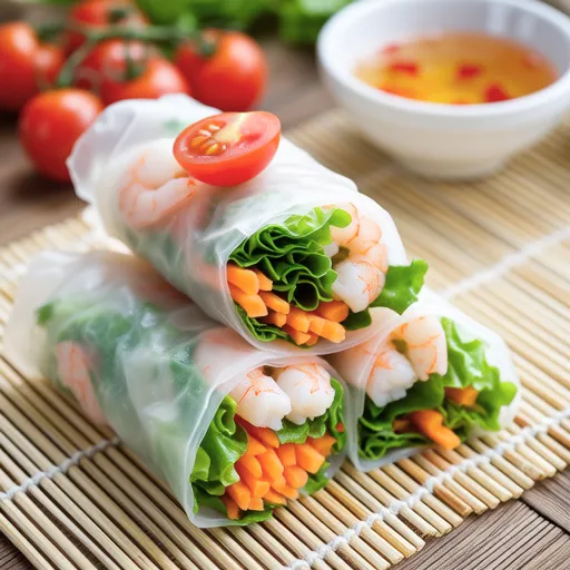 Spring Rolls with Chrysanthemum Greens and Shrimp