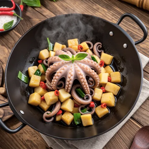 Spicy Stir-fried Turnip and Octopus