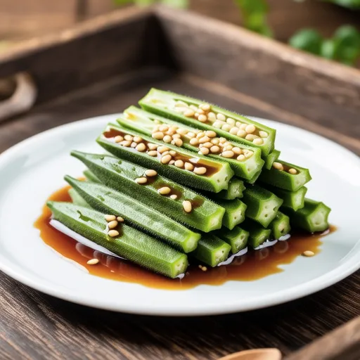Okra with Grain Mustard Dressing