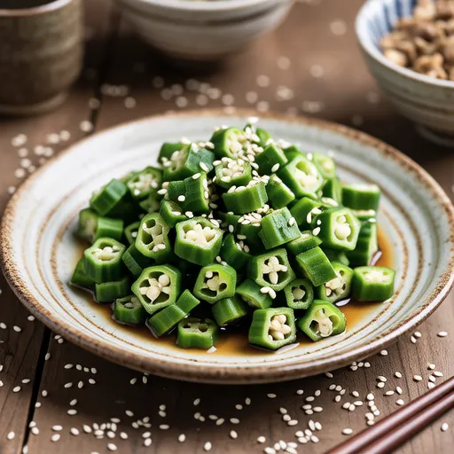 Hanpen and Okra Sesame Miso Salad