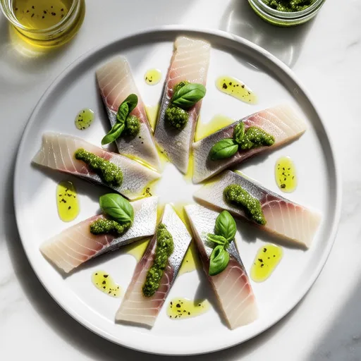 Yellowtail Carpaccio with Basil Flavor