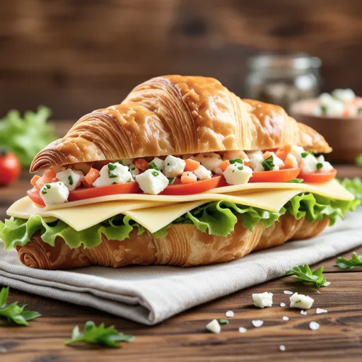 Croissant Crabmeat 3-Layer Cheese Sandwich