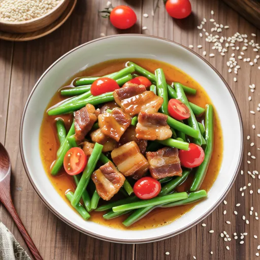Green Beans and Pork Curry Mayo Stir-fry