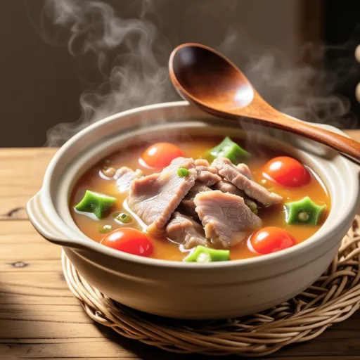 Okra and Tomato Salt Pork Soup