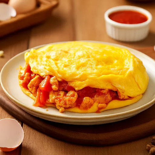 Куриный омлет с томатами и сыром