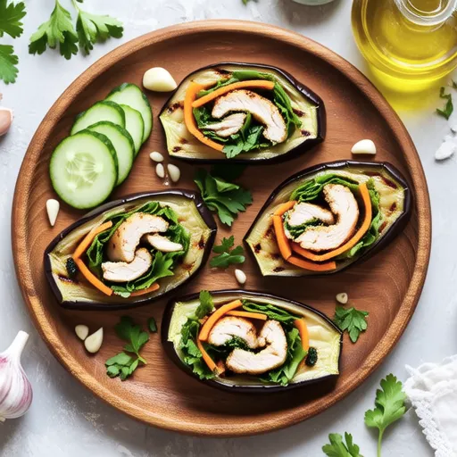 Chicken-Stuffed Eggplant Rolls Salad