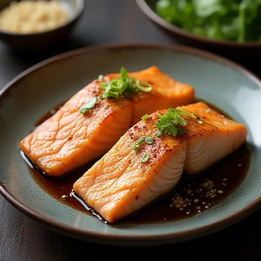 Salmon and Green Onion Stir-fry with Butter and Soy Sauce