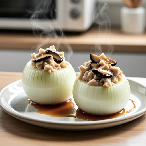 Steamed New Onion and Tuna in Microwave