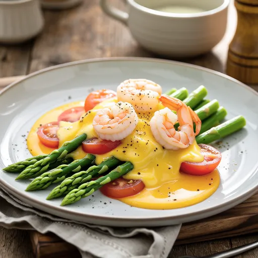 Asparagus with Creamy Shrimp and Egg Sauce