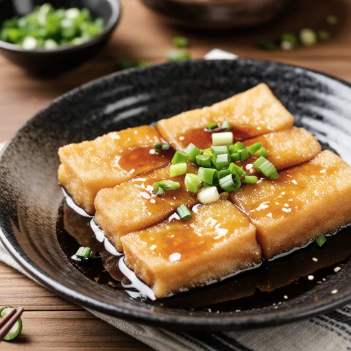 Crispy Fried Tofu with Scallion Miso Dressing