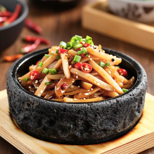 Spicy Stir-fried Enoki Mushrooms and Konjac