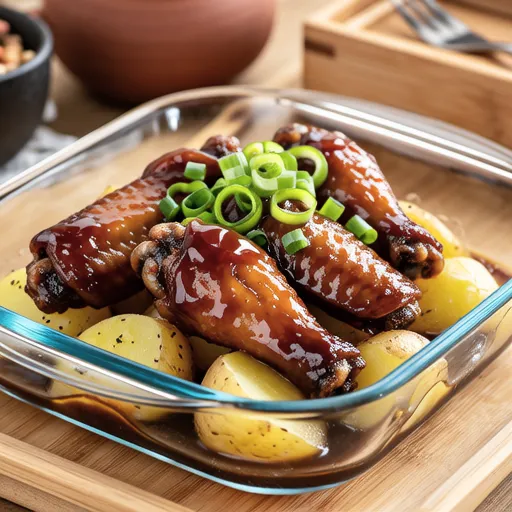 Cola Braised Chicken Wings & Potato with Chive Salad