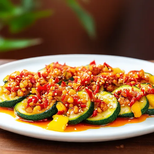Courgettes Grillées avec Sauce aux Trois Poivrons