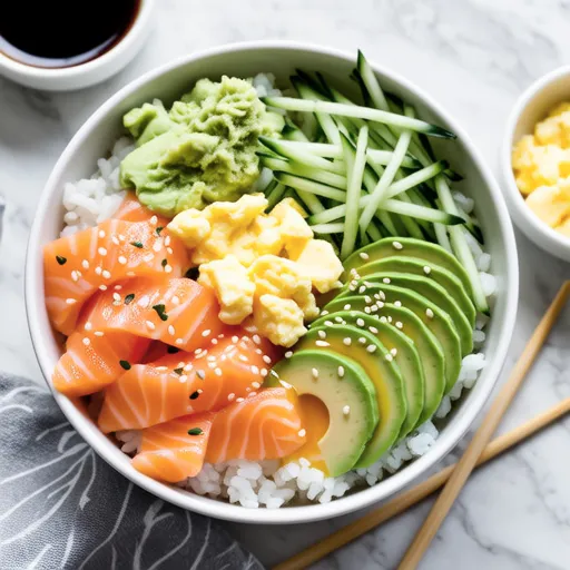 Salmon and Avocado Lemon Chirashi Sushi