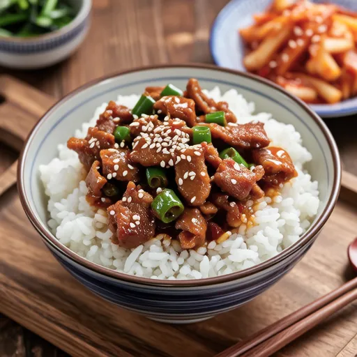 Okra and Kimchi Soboro Rice Bowl